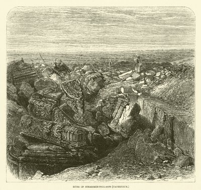 Ruïnes van synagoge Tell-Hum (Kapernaüm) (gravure) door English School