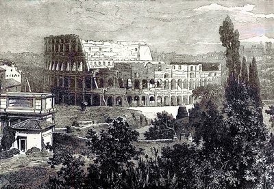 Ruïnes van het Colosseum, vanaf de Palatijn, illustratie uit Cassells Illustrated Universal History door Edward Ollier, gepubliceerd 1890 door English School
