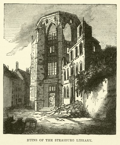 Ruïnes van de bibliotheek van Straatsburg, september 1870 door English School