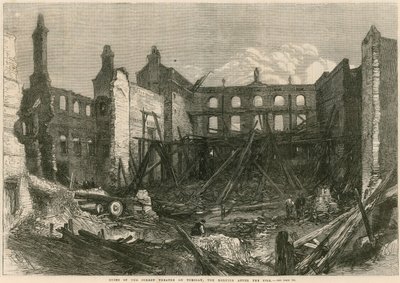 Ruïnes van het Surrey Theatre op dinsdag, de ochtend na de brand door English School