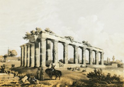 Ruïnes van de tempel in Korinthe door English School