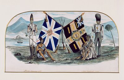 Rutlandshire Regiment, Noord-Amerika 1759, Nieuw-Zeeland 1845, ca. 1850 door English School