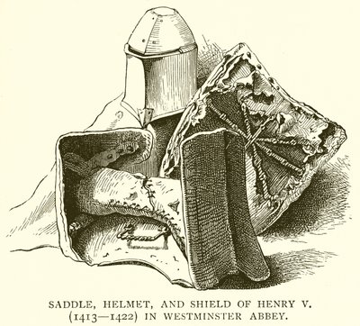 Zadel, helm en schild van Hendrik V (1413-1422) in Westminster Abbey door English School