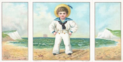 Matrozenjongen op het strand, Kerstkaart door English School