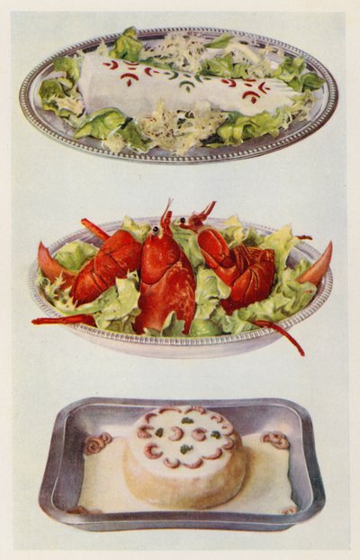 Zalm Mayonaise; Kreeftensalade; Vissoufflé door English School