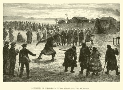 Samojeden van Khabarova (Yugar Strait) spelen spelletjes door English School