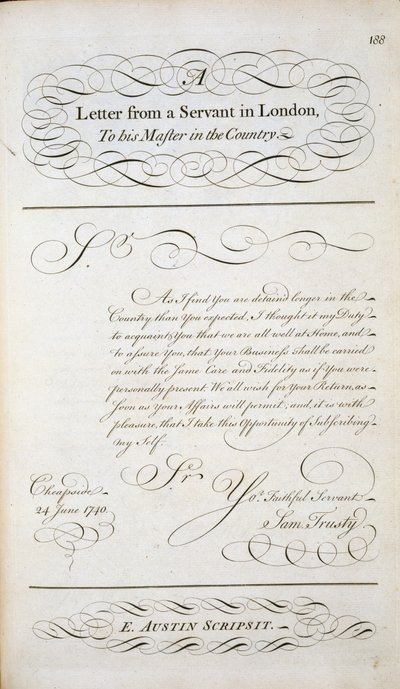 Voorbeeldbrief uit een patroonboek van brieven door English School