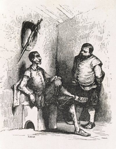 Sancho: Ik zou een zeldzame huisbaas maken, illustratie uit Act II, scène I van Don Quichot in Engeland. Een Komedie, gegraveerd door P. Soyer door English School