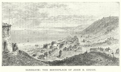 Sandgate, de geboorteplaats van John B Gough (gravure) door English School
