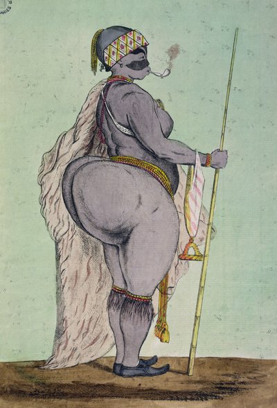 Sartjee, de Hottentot Venus, Nu Tentoonstelling in Londen, Getekend uit het Leven, c.1810 door English School