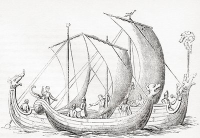 Saksische schepen, naar een gravure in Strutt