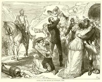 Scène bij de bevrijding van Lucknow, 1858 door English School