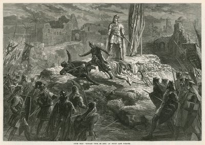 Scène uit Richard Coeur de Lion in Drury Lane Theatre door English School