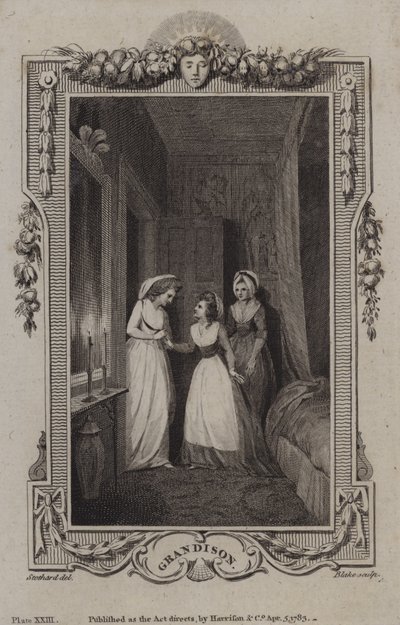 Scène uit De geschiedenis van Sir Charles Grandison, door Samuel Richardson door English School