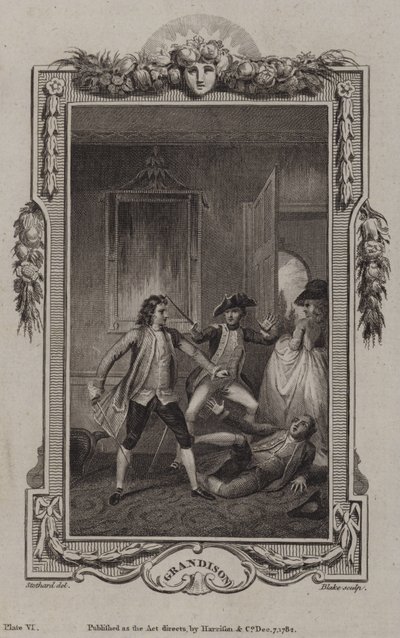 Scène uit De geschiedenis van Sir Charles Grandison, door Samuel Richardson door English School