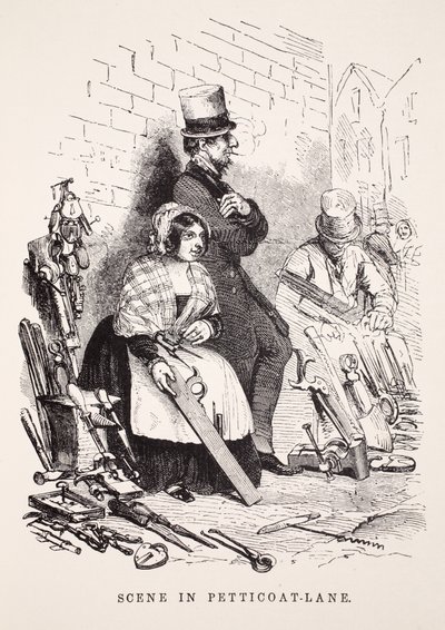 Scène in Petticoat-Lane, illustratie uit London Labour and London Poor door Henry Mayhew, pub. 1862 door English School