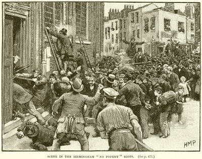 Scène in de Birmingham No Popery-rellen door English School