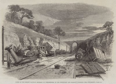 Plaats van het recente spoorwegongeluk bij Winchburgh, op de Edinburgh en Glasgow Railway door English School