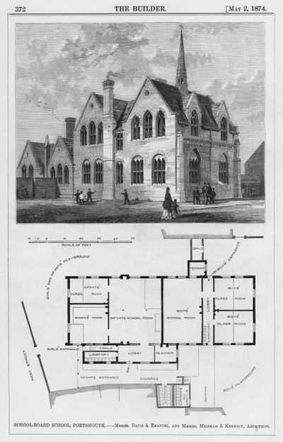 School-Board School, Portsmouth (gravure) door English School