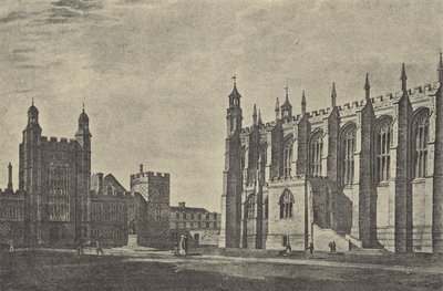 Schoolplein in 1814 (gravure) door English School