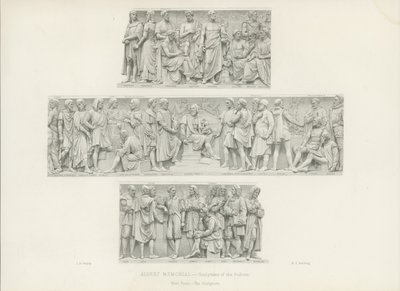 Sculpturen op het podium van het Albert Memorial (gravure) door English School