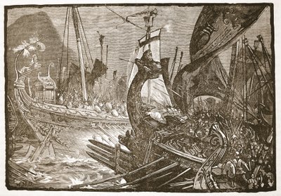 Zeeslag tussen Ptolemaeus en Demetrius Poliorcetes bij Salamis door English School