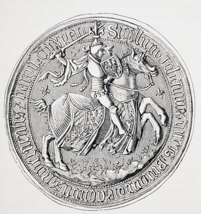 Zegel van Jean II, Hertog van Bourgondië, Graaf van Nevers en Baron van Donzy, ca. 1880 door English School