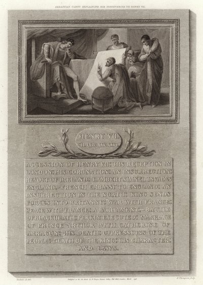 Sebastian Cabot legt zijn ontdekkingen uit aan Hendrik VII door English School