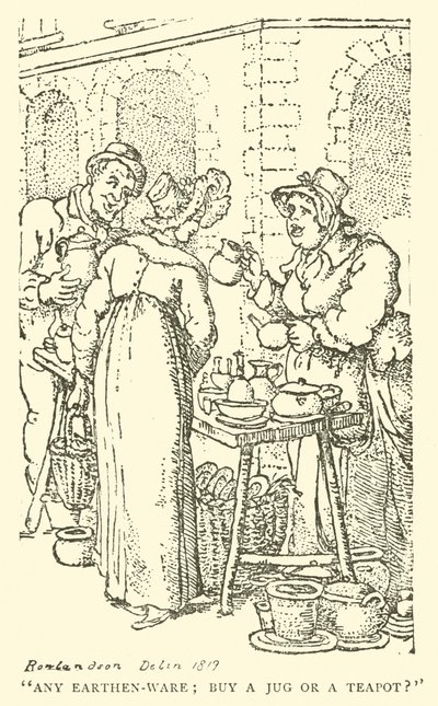 Verkoper van aardewerk door English School