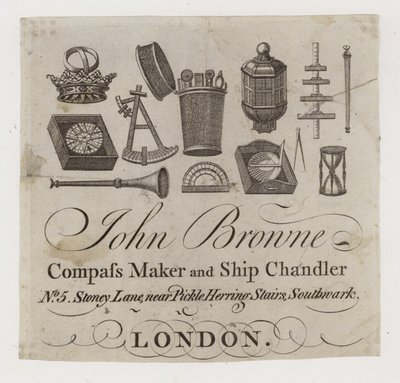Scheepsleveranciers, John Browne, handelskaart door English School