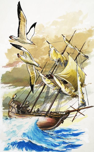 Schip op een stormachtige zee door English School