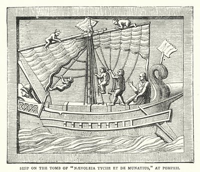 Schip op het graf van "Naevoleia Tyche et de Munatius," in Pompeii door English School