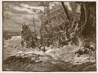 Schipbreuk van Prins Willem, illustratie uit Cassells Illustrated History of England door English School