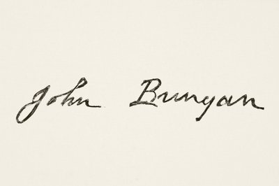 Handtekening van John Bunyan, uit The National and Domestic History of England door William Hickman Smith Aubrey (1858-1916) gepubliceerd in Londen, ca. 1890 door English School