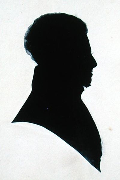 Silhouet van GB, uit het plakboek van Michael Faraday door English School