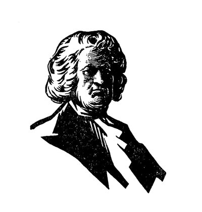 Silhouetportret van Johann Sebastian Bach door English School