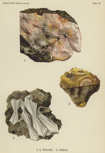 Silicaten (zeoliet groep), natroliet, stilbiet door English School