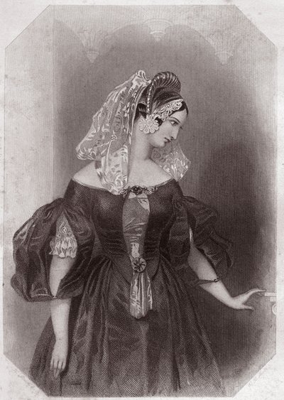 Silvia (De Twee Edellieden van Verona) in - "Galerij van de Vrouwen van Shakespeare, collectie van vijfenveertig serieuze portretten door de vroege Londense kunstenaars, verrijkt met kritische en literaire aantekeningen" circa 1838 - uit "Galerij van de vr door English School