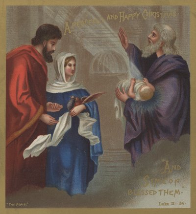 Simeon zegent de Heilige Familie in de Tempel door English School