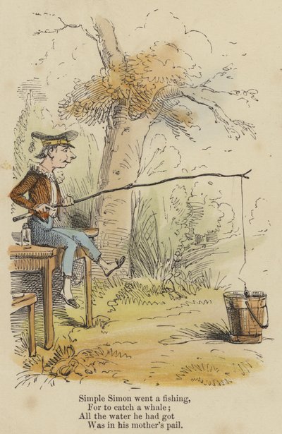 Simpele Simon ging vissen, om een walvis te vangen; al het water dat hij had, zat in de emmer van zijn moeder door English School