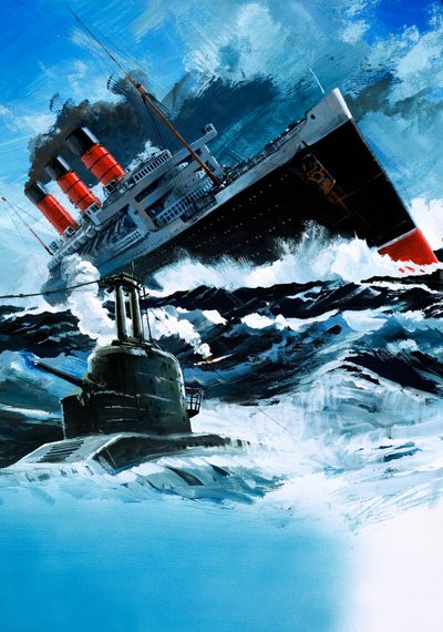Het zinken van de Lusitania door English School