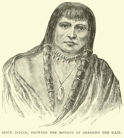 Sioux Indiaan, toont de manier van haarverzorging door English School