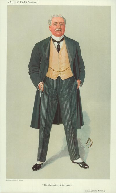 Sir A Osmond Williams, De Kampioen van de Dames, 1 december 1909, Vanity Fair cartoon door English School