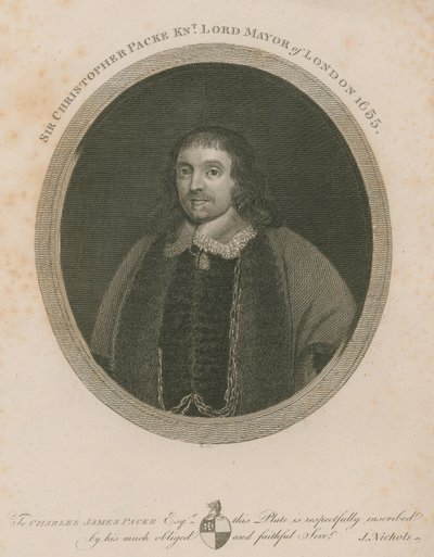 Sir Christopher Packe, Lord Mayor van Londen, 1655 door English School