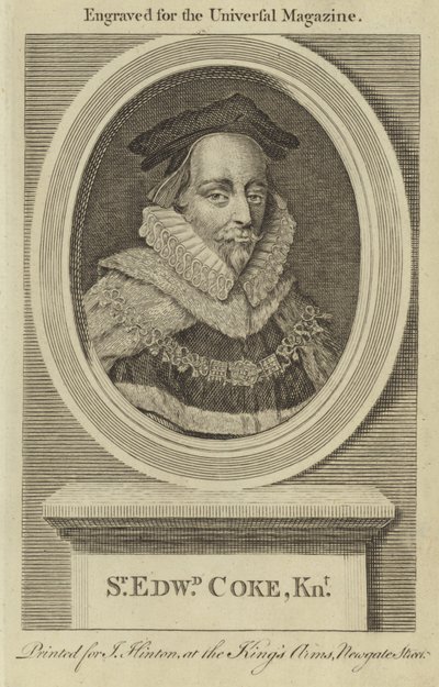 Sir Edward Coke, Ridder door English School