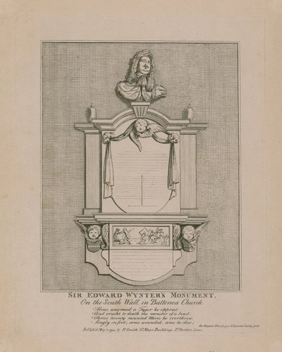 Monument van Sir Edward Wynter, aan de Zuidmuur in Battersea Kerk door English School
