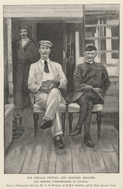 Sir Gerald Portal en kolonel Rhodes, de Britse commissarissen naar Oeganda door English School