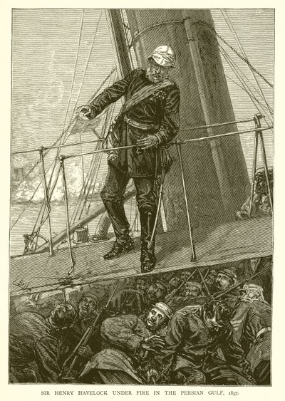 Sir Henry Havelock onder Vuur in de Perzische Golf, 1857 door English School