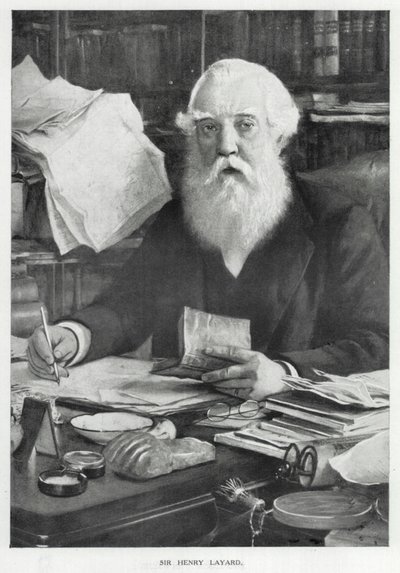Sir Henry Layard (litho) door English School