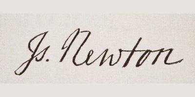 Handtekening van Sir Isaac Newton, uit 